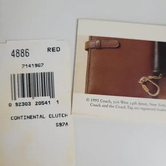 NIB COACH Vintage 4886 Continental Clutch Wallet Red Leather Kiss Lock Framed - Picture 9 of 10
